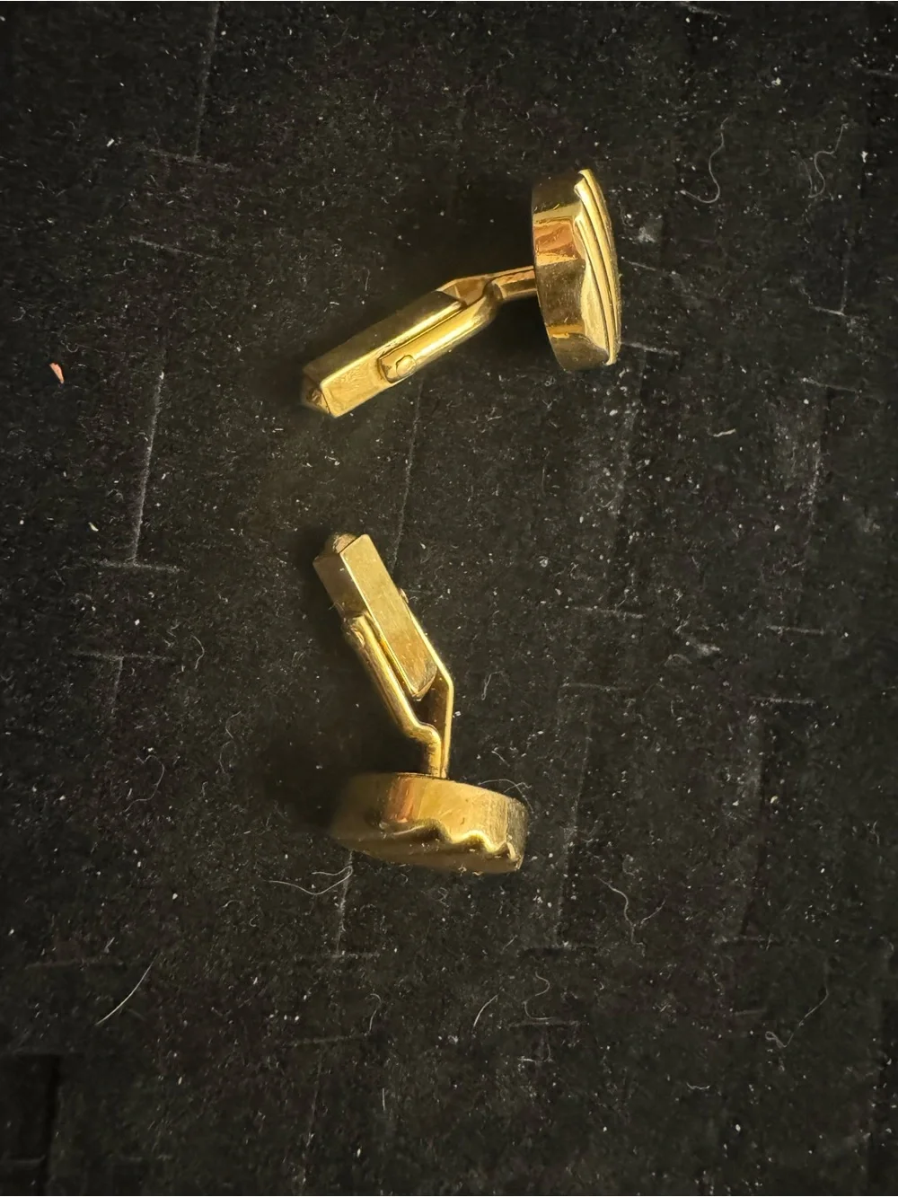 Vintage SWANK Gold Tone Round Ribbed Cufflinks Mid Century Men’s Cuff Links